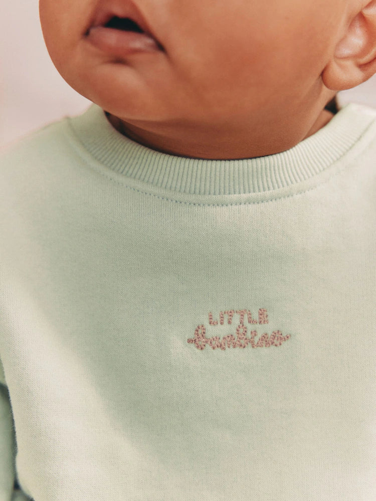 |BabyGirl| Conjunto De Suéter e Leggings Verde-Sálvia Para Bebê, 2 Peças (0 meses a 2 anos)