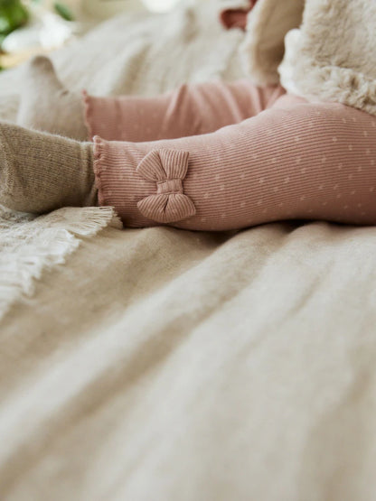 |BabyGirl| Conjunto De 3 Peças De Colete, Blusa e Leggings De Pele Rosa/Creme Para Bebê (0 meses a 2 anos)