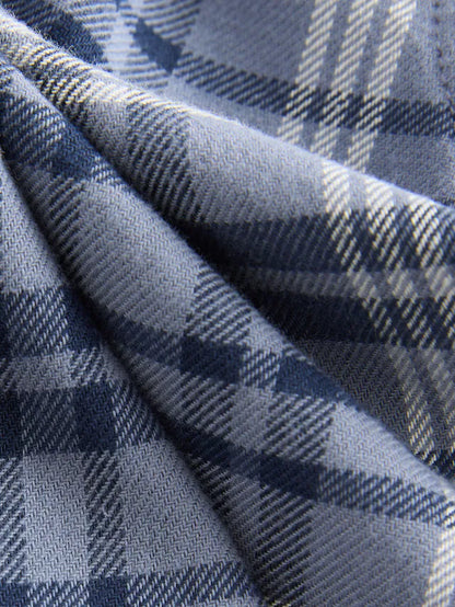 |Boy| Camisa Xadrez De Manga Comprida Com Estampa De Urso Azul (3 meses a 7 anos)