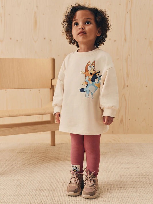 |Girl| Conjunto De Blusa e Leggings De Manga Comprida Azul-Claro e Cru (3 meses a 7 anos)