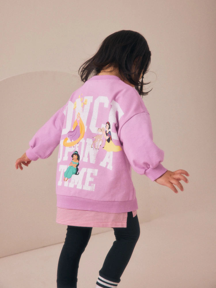 |Girl| Conjunto De Blusa e Leggings De Manga Comprida Roxas Da Princesa Disney (3 meses a 7 anos)