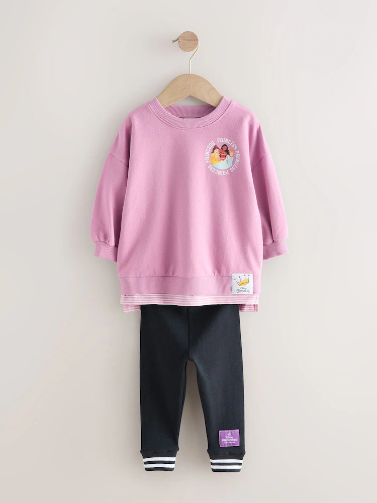 |Girl| Conjunto De Blusa e Leggings De Manga Comprida Roxas Da Princesa Disney (3 meses a 7 anos)