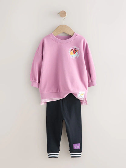 |Girl| Conjunto De Blusa e Leggings De Manga Comprida Roxas Da Princesa Disney (3 meses a 7 anos)