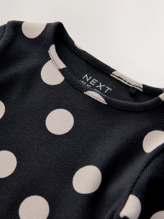 |Girl| Camiseta De Manga Comprida Com Nervuras Pretas e Brancas (3 meses a 7 anos)