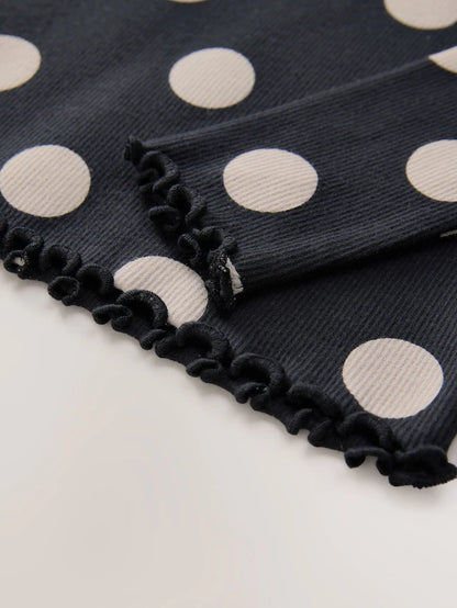 |Girl| Camiseta De Manga Comprida Com Nervuras Pretas e Brancas (3 meses a 7 anos)