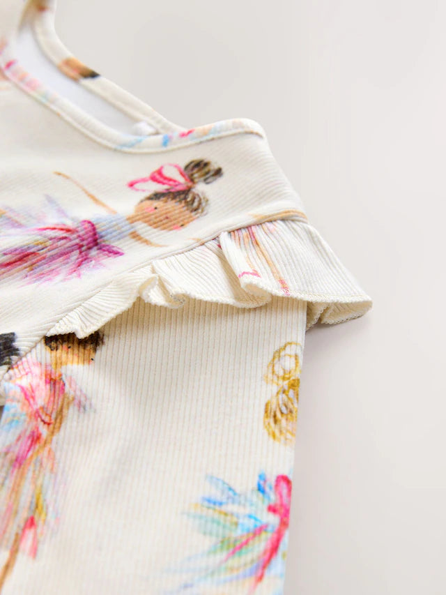 |Girl| Camiseta Manga Comprida Canelada Crua Com Babados (3 meses a 7 anos)