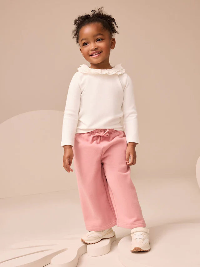 |Girl| Blusa Branca De Manga Comprida Com Gola (3 meses a 7 anos)