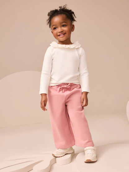 |Girl| Blusa Branca De Manga Comprida Com Gola (3 meses a 7 anos)