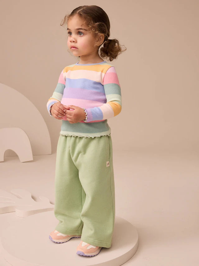 |Girl| Camiseta De Manga Comprida Com Nervuras Arco-íris (3 meses a 7 anos)