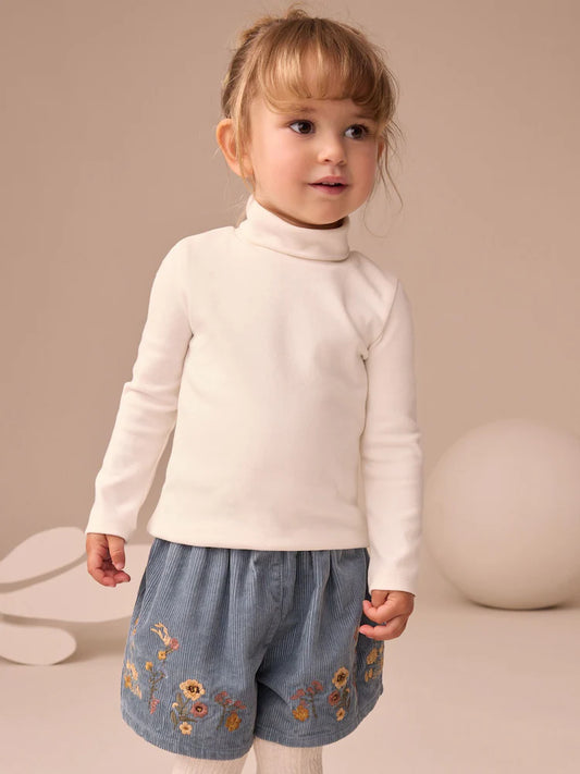 |Girl| Blusa De Gola Alta Manga Comprida Branco Cru (3 meses a 7 anos)