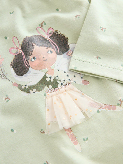 |Girl| Camiseta Manga Comprida Green Fairy (3 meses a 7 anos)