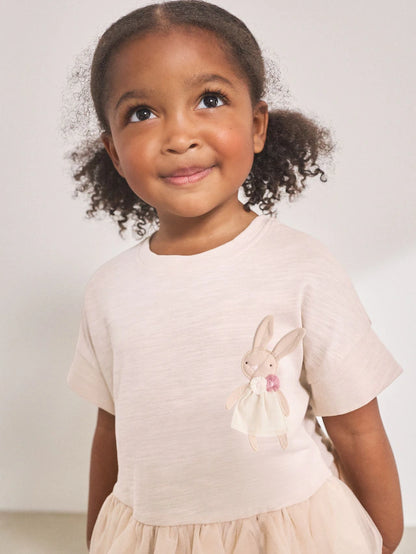 |Girl| Conjunto De Blusa e Leggings De Manga Curta Com Estampa De Coelho Rosa Claro (3 meses a 7 anos)