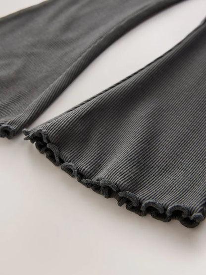 |Girl| Conjunto De Blusa e Leggings De Manga Comprida Com Laços Pretos e Brancos (3 meses a 7 anos)