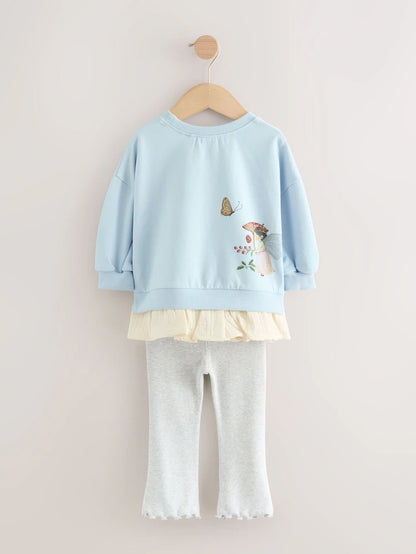 |Girl| Conjunto De Blusa e Leggings De Manga Comprida Blue Fairy (3 meses a 7 anos)