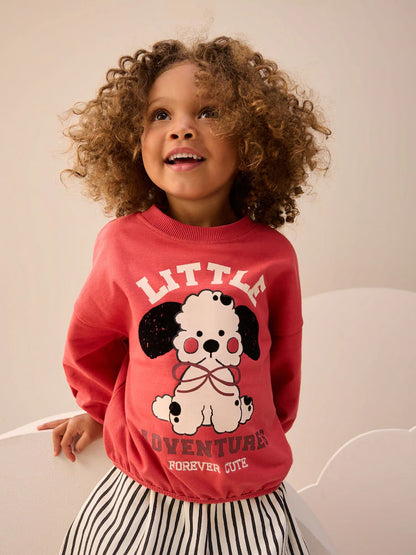 |Girl| Conjunto De Blusa De Manga Comprida e Calça Cano Red Dog (3 meses a 7 anos)