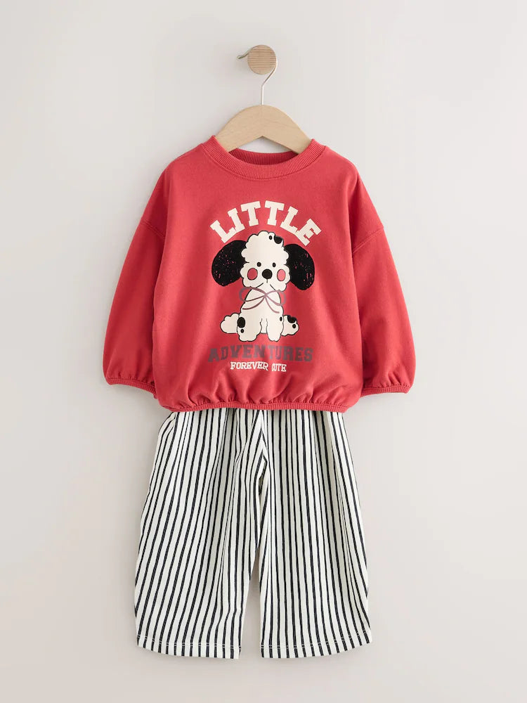 |Girl| Conjunto De Blusa De Manga Comprida e Calça Cano Red Dog (3 meses a 7 anos)