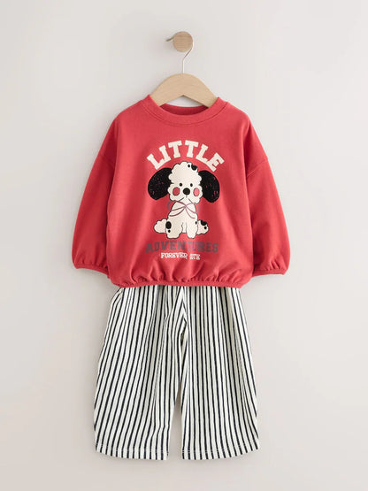 |Girl| Conjunto De Blusa De Manga Comprida e Calça Cano Red Dog (3 meses a 7 anos)
