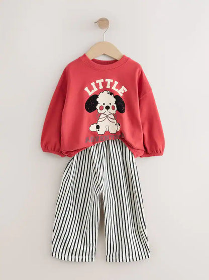 |Girl| Conjunto De Blusa De Manga Comprida e Calça Cano Red Dog (3 meses a 7 anos)