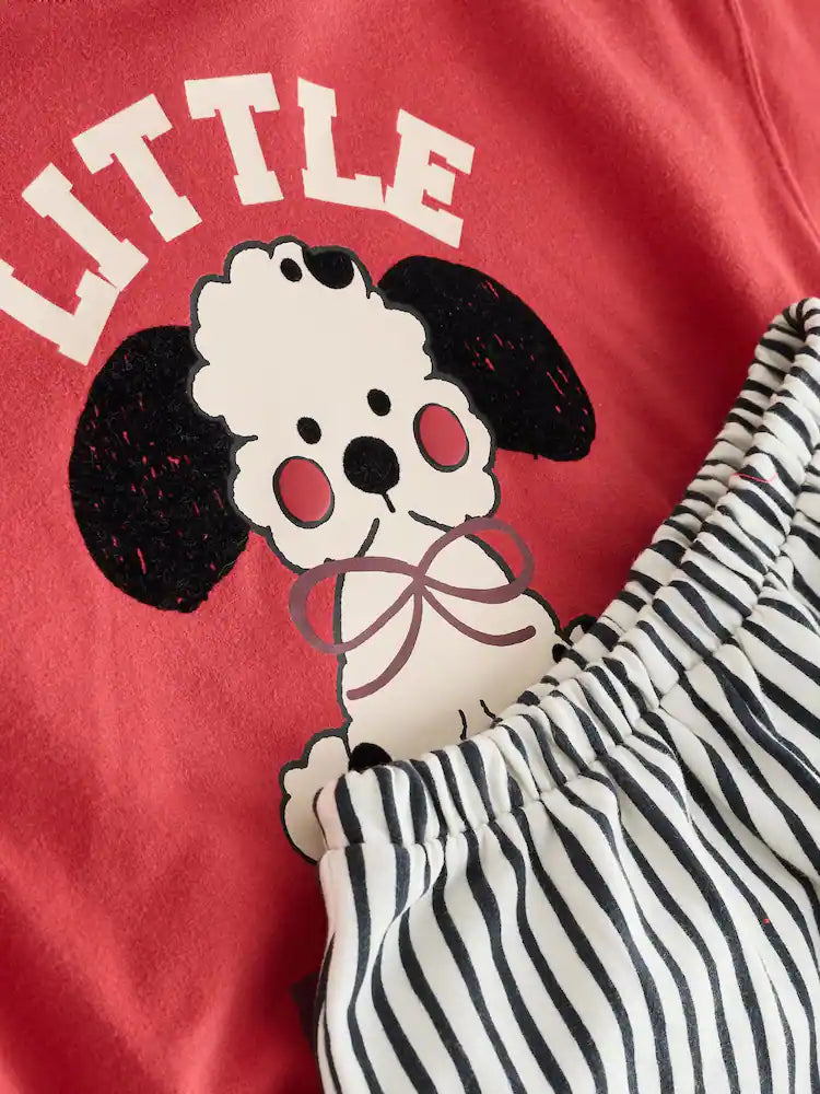 |Girl| Conjunto De Blusa De Manga Comprida e Calça Cano Red Dog (3 meses a 7 anos)