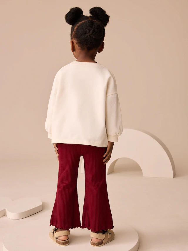 |Girl| Conjunto De Blusa e Calça Flare Com Estampa De Urso Vermelho Berry (3 meses a 7 anos)