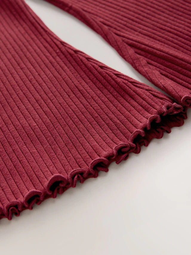 |Girl| Conjunto De Blusa e Calça Flare Com Estampa De Urso Vermelho Berry (3 meses a 7 anos)