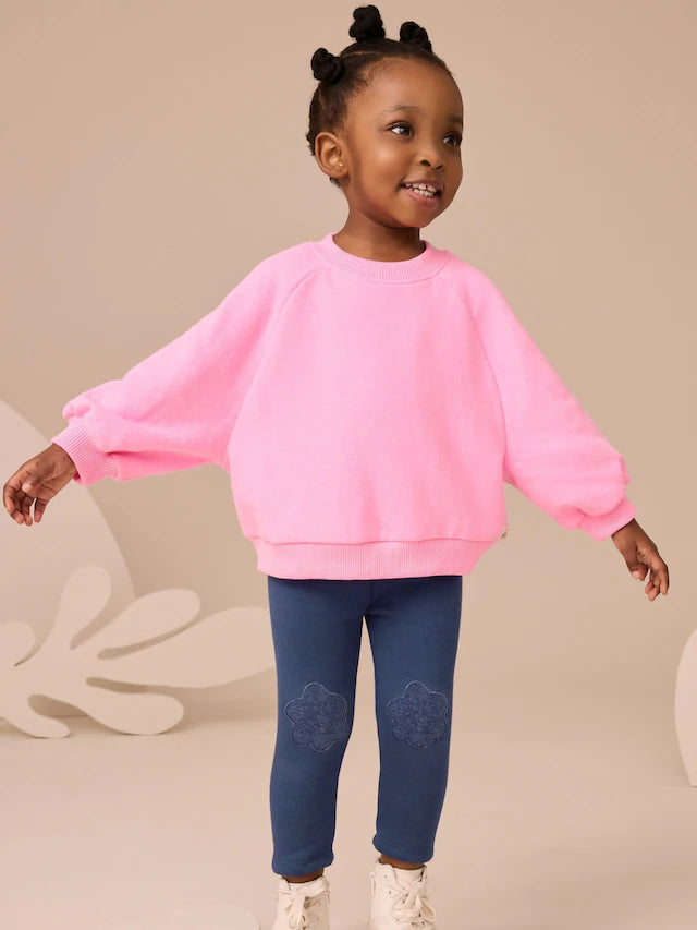 |Girl| Leggings Confortáveis Azul Marinho (3 meses a 7 anos)