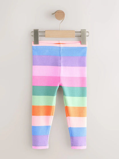 |Girl| Leggings Caneladas Com Listras Arco-íris (3 meses a 7 anos)