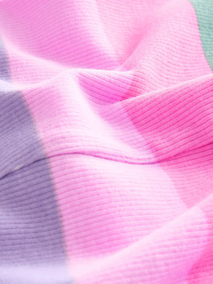 |Girl| Leggings Caneladas Com Listras Arco-íris (3 meses a 7 anos)