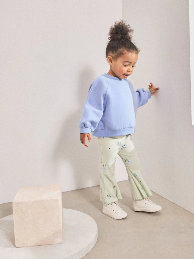 |Girl| Legging Flare Verde Menta com Mirtilo e Canelado (3 meses a 7 anos)