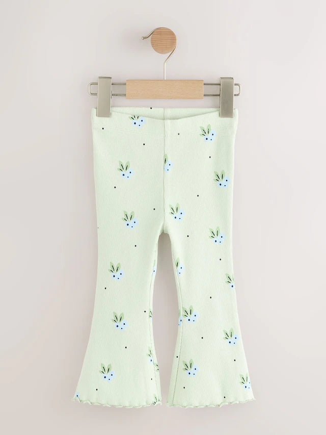 |Girl| Legging Flare Verde Menta com Mirtilo e Canelado (3 meses a 7 anos)