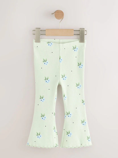 |Girl| Legging Flare Verde Menta com Mirtilo e Canelado (3 meses a 7 anos)