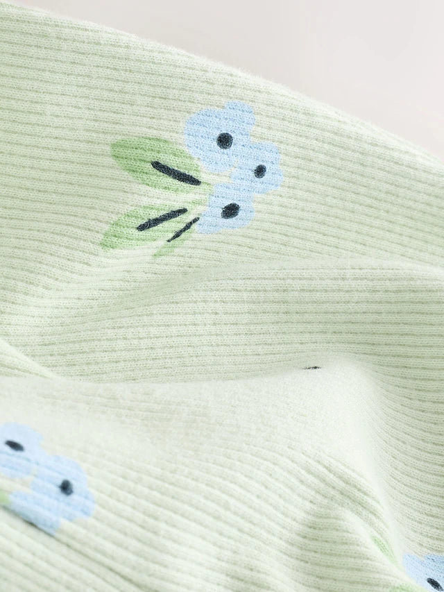 |Girl| Legging Flare Verde Menta com Mirtilo e Canelado (3 meses a 7 anos)