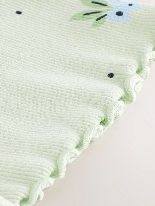 |Girl| Legging Flare Verde Menta com Mirtilo e Canelado (3 meses a 7 anos)