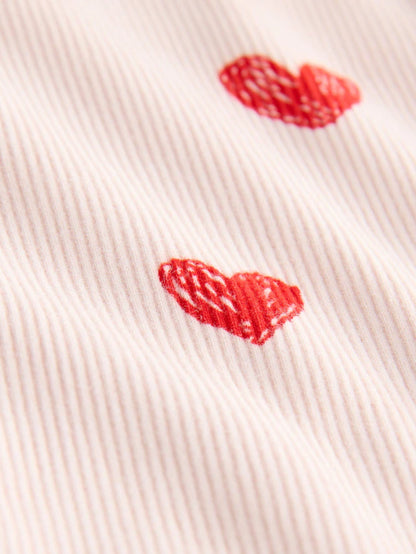 |Girl| Legging Flare Rosa Claro com Coração e Canelado (3 meses a 7 anos)