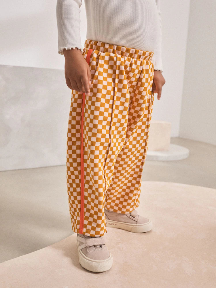 |Girl| Calça Cano Alto Xadrez Laranja (3 meses a 7 anos)