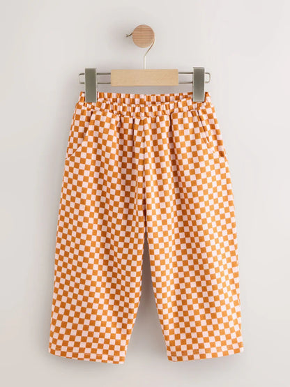 |Girl| Calça Cano Alto Xadrez Laranja (3 meses a 7 anos)