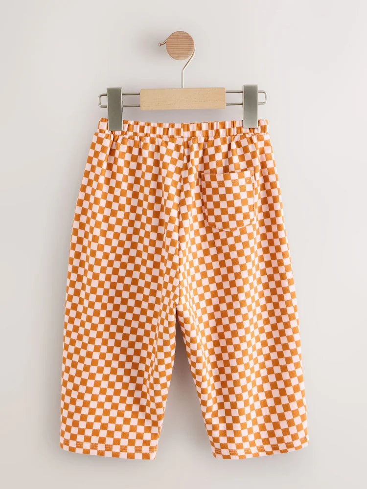 |Girl| Calça Cano Alto Xadrez Laranja (3 meses a 7 anos)