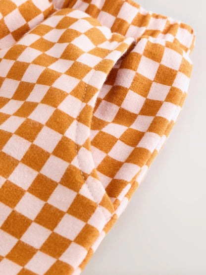 |Girl| Calça Cano Alto Xadrez Laranja (3 meses a 7 anos)
