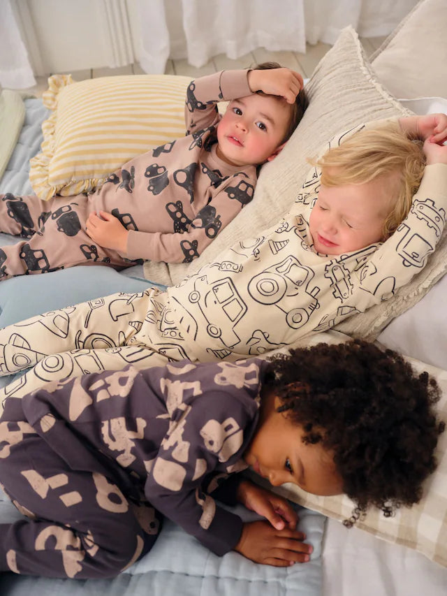 |Boy| Pacote Com 3 Pijamas Transport Snuggle Marrom/Creme (9 meses a 10 anos)