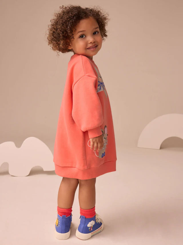 |Girl| Vestido De Moletom Relaxado Red Character (3 meses a 7 anos)