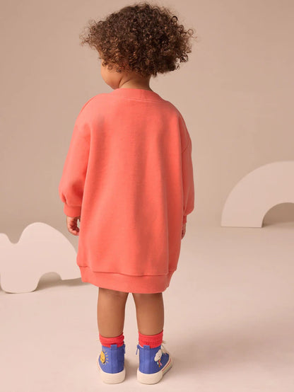 |Girl| Vestido De Moletom Relaxado Red Character (3 meses a 7 anos)