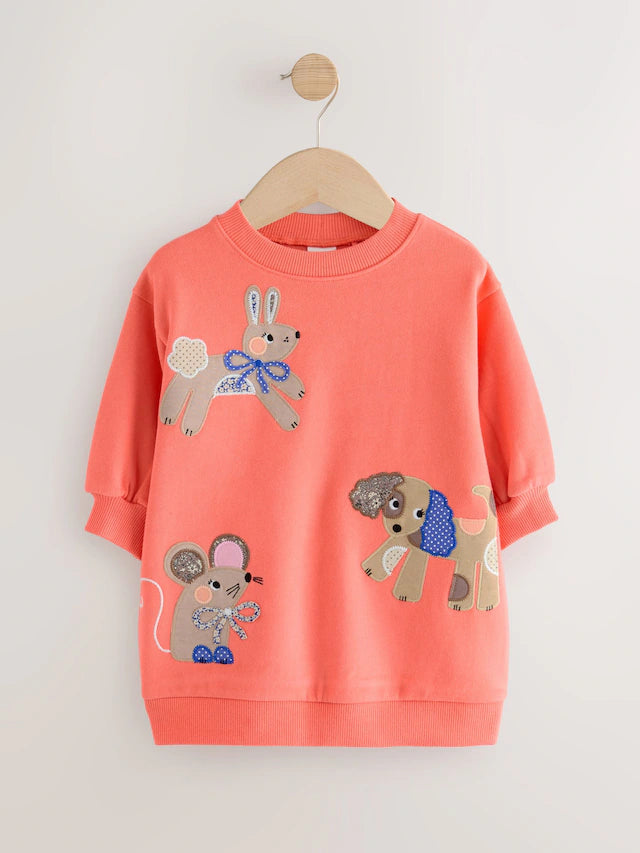 |Girl| Vestido De Moletom Relaxado Red Character (3 meses a 7 anos)