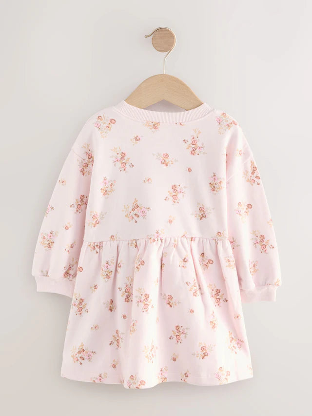 |Girl| Vestido De Moletom Floral Creme (3 meses a 7 anos)
