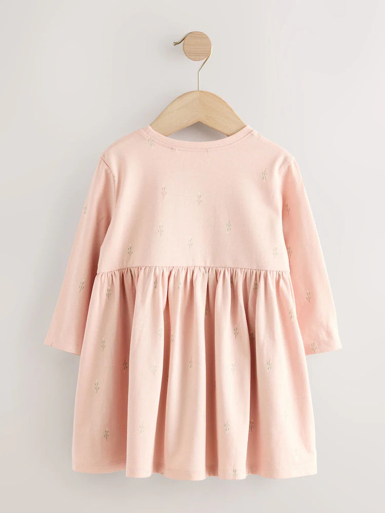 |Girl| Vestido De Manga Comprida Com Enfeites Pink Fairy (3 meses a 7 anos)