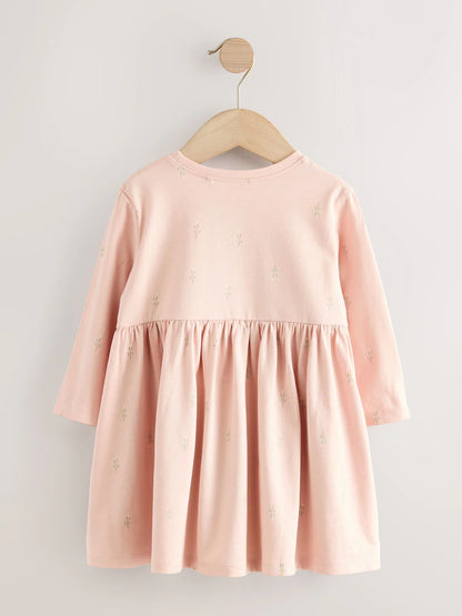 |Girl| Vestido De Manga Comprida Com Enfeites Pink Fairy (3 meses a 7 anos)