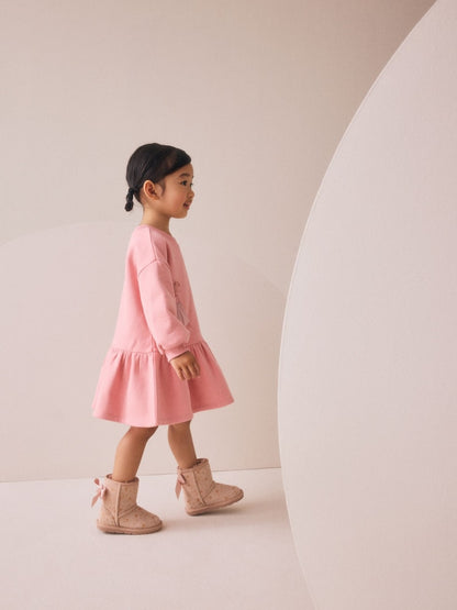 |Girl| Vestido De Moletom Com Cintura Baixa Pink Fairy (3 meses a 7 anos)