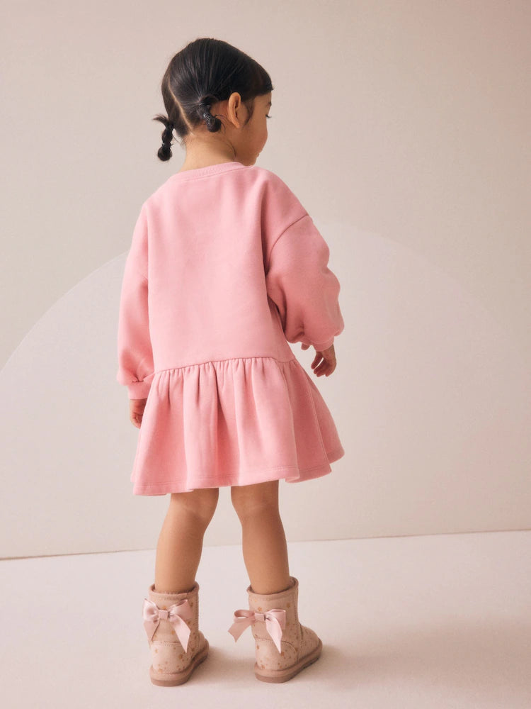 |Girl| Vestido De Moletom Com Cintura Baixa Pink Fairy (3 meses a 7 anos)