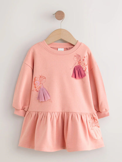 |Girl| Vestido De Moletom Com Cintura Baixa Pink Fairy (3 meses a 7 anos)