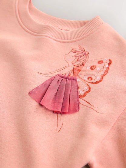 |Girl| Vestido De Moletom Com Cintura Baixa Pink Fairy (3 meses a 7 anos)