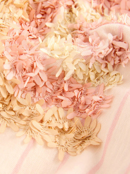 |Girl| Vestido De Festa De Malha Com Manga Curta Arco-íris Rosa (3 meses a 7 anos)